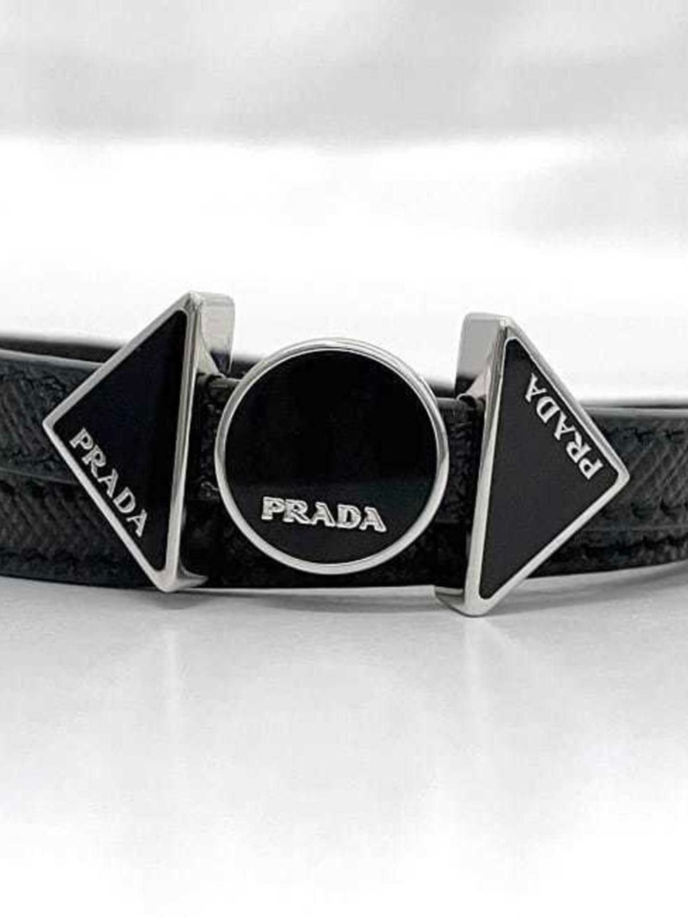 Prada Black Saffiano 2ib363 Leather Charm Bracelet - Picture 4 of 5